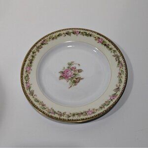 Jyoto China Plate Pink Rose Gold Trim Occupied Japan Porcelain Vintage